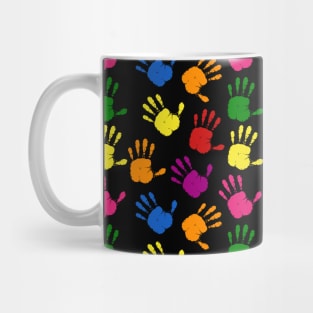 Colorful Handprint Pattern Mug